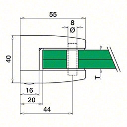 Glasklem model 24 vlak - glasdikte 12 mm - Afbeelding 3