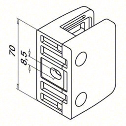 Glasklem model 24 vlak - glasdikte 12 mm - Afbeelding 2