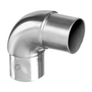Met de buisverbinbder rond van metaalstore koppelt u twee buizen in een ronde bocht. Het materiaal is geborsteld RVS-INOX 304.