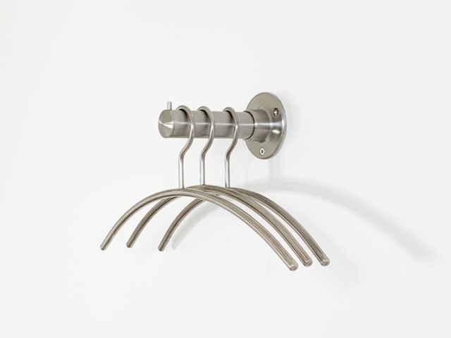 Kledinghaak RVS-INOX met 3 bijpassende kledinghangers - 15 cm