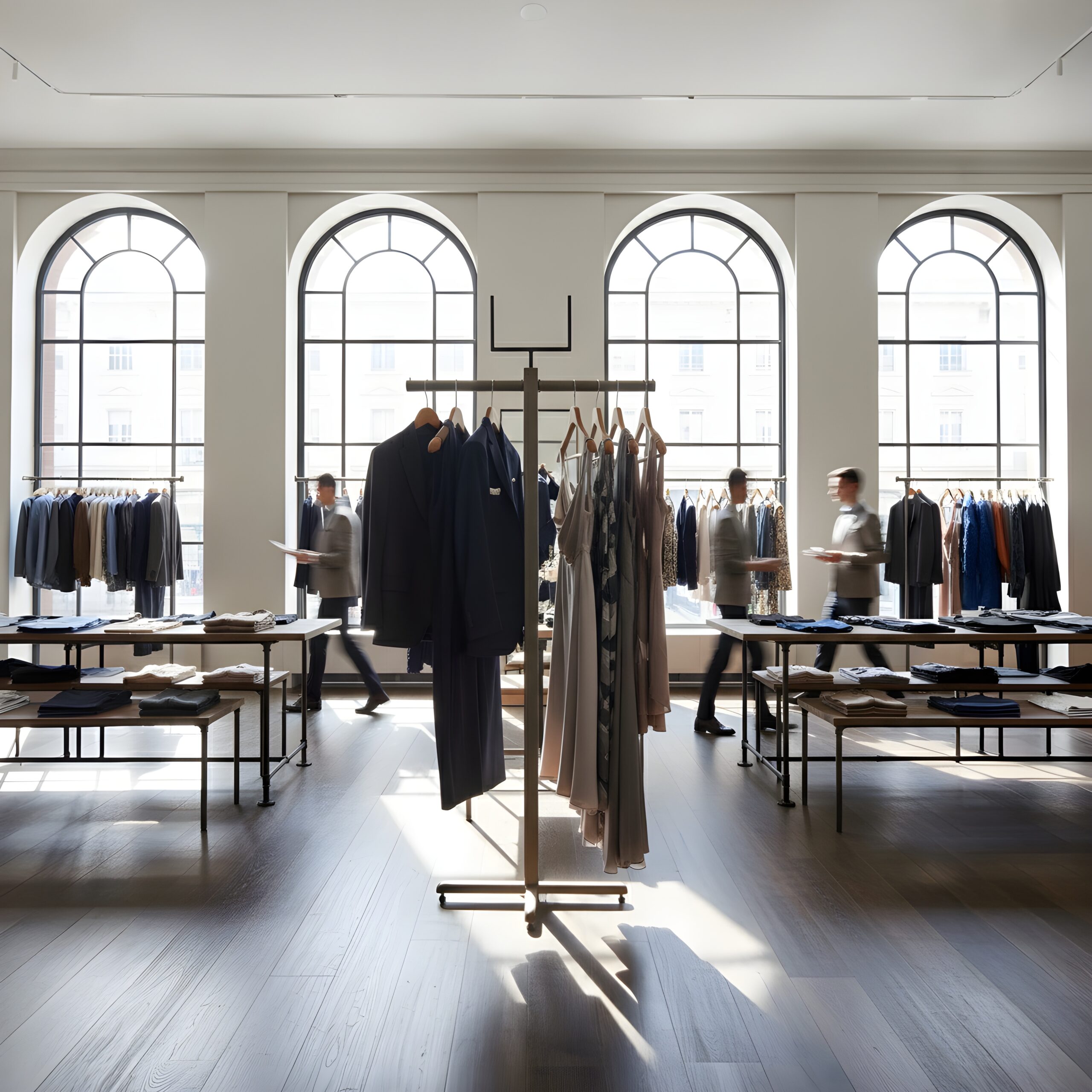 kledingrek staand model interieur.