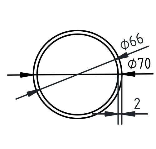 Buis RVS-INOX geslepen 70 x 2