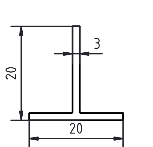 T-profiel-20 x 20 x 3