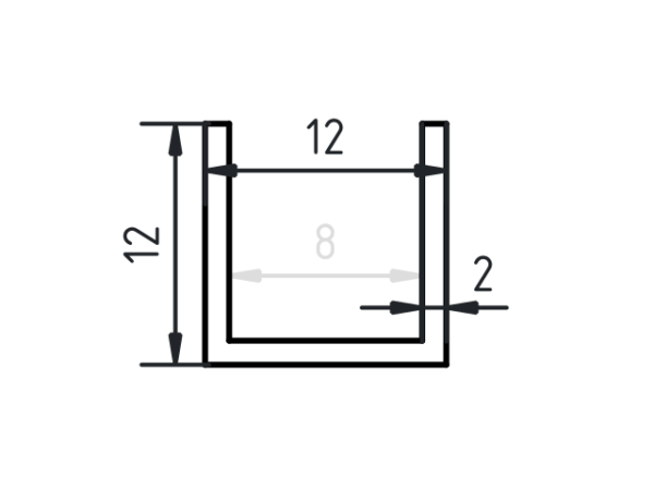 U-profiel staal 12 x 12 x 12 x 2