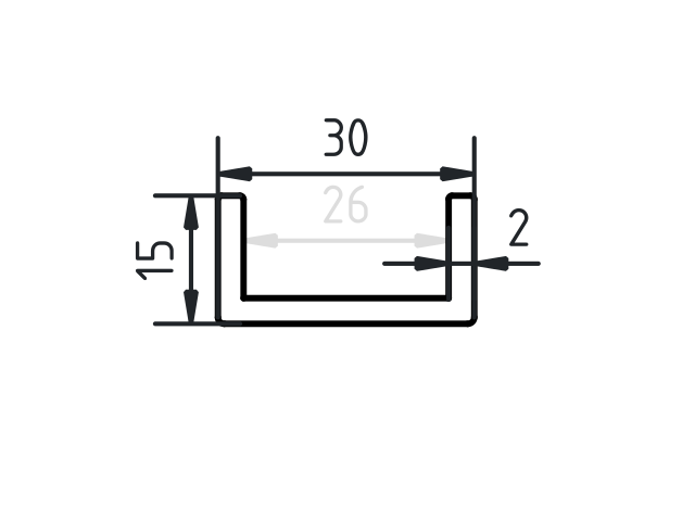 U-profiel staal 15 x 30 x 15 x 2