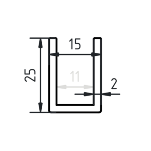 U-profiel staal 25 x 15 x 25 x 2