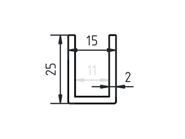 U-profiel staal 25 x 15 x 25 x 2