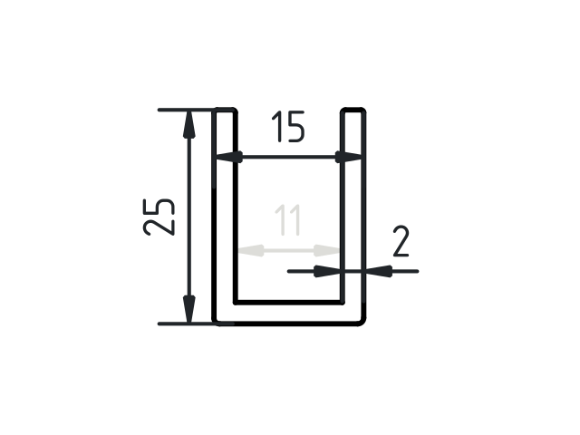 U-profiel staal 25 x 15 x 25 x 2
