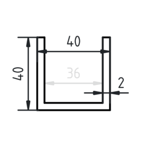 U-profiel staal 40 x 40 x 40 x 2
