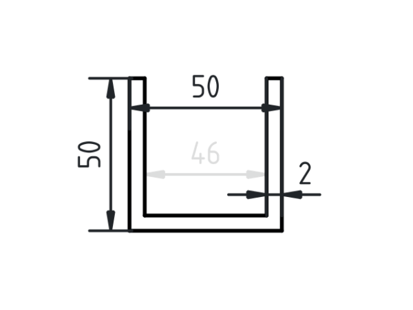 U-profiel staal 50 x 50 x 50 x 2