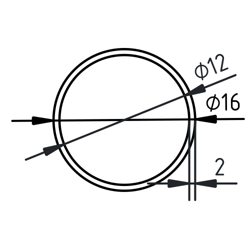 Buis RVS-INOX geslepen 16 x 2