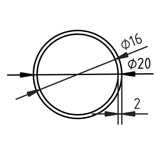 Buis RVS-INOX geslepen 20 x 2