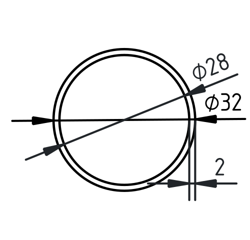 Buis RVS-INOX geslepen 32 x 2