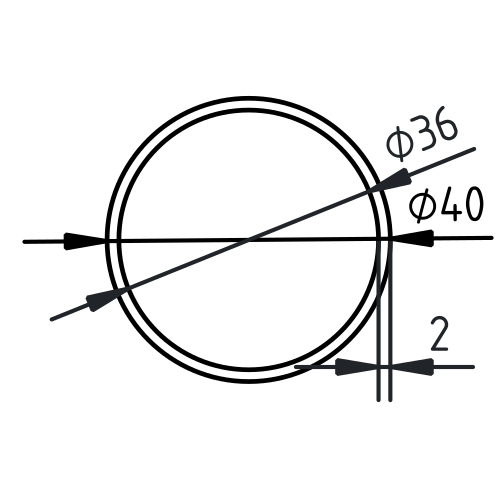 Buis RVS-INOX geslepen 40 x 2