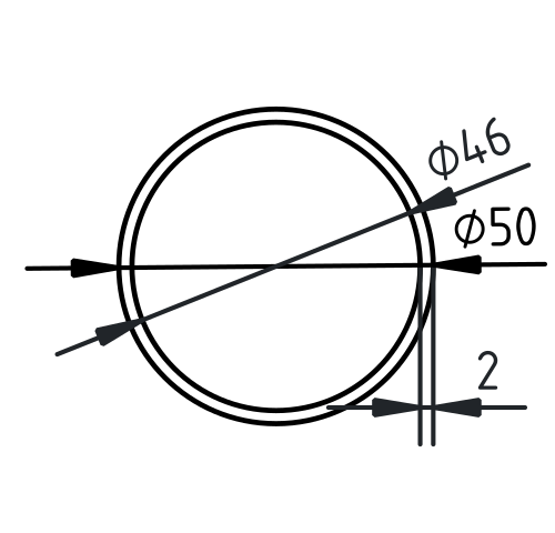 Buis RVS-INOX geslepen 50 x 2