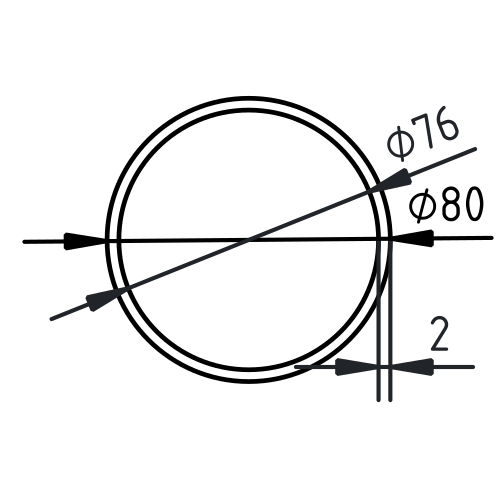 Buis RVS-INOX geslepen 80 x 2