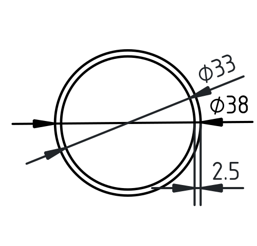 Naadloze buis staal 38 x 25