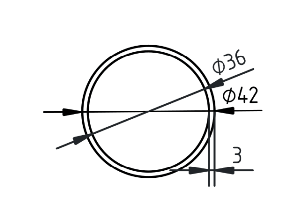 Naadloze buis staal 42 x 3