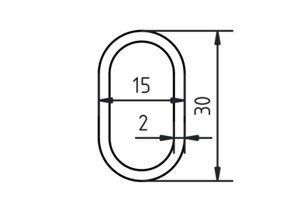 Buis ovaal zwart Ø30x15 mm - Afbeelding 2