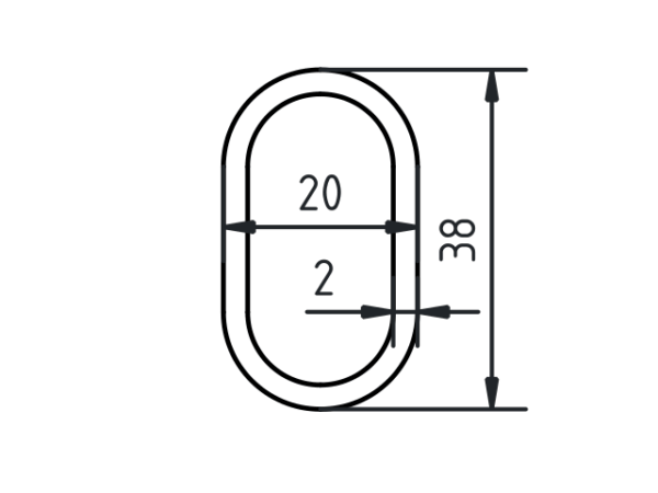 Buis ovaal zwart Ø38x20 mm - Afbeelding 2
