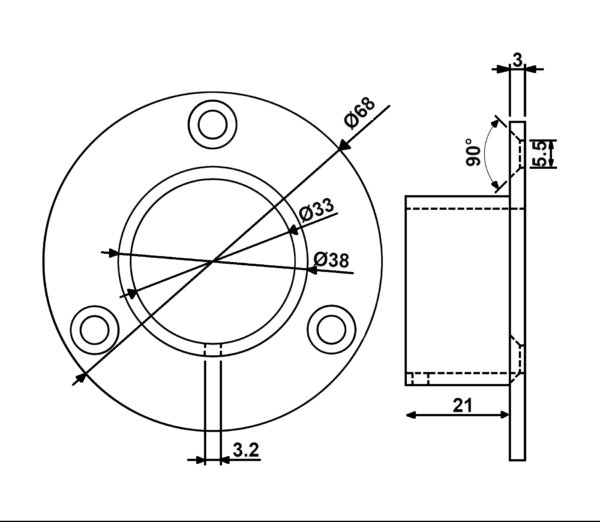 Flens-rozet chroom Ø32 mm - Afbeelding 2