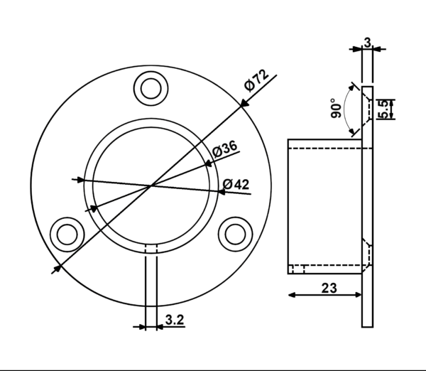 Flens-rozet RVS-INOX Ø33.7 mm - Afbeelding 3