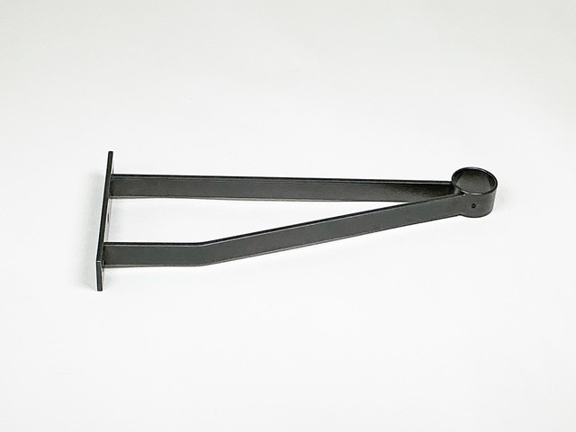 Garderobesteun extra sterk Gun Metal. 30 cm tot hart buis. Liggend gefotografeerd vanuit onderzijde.