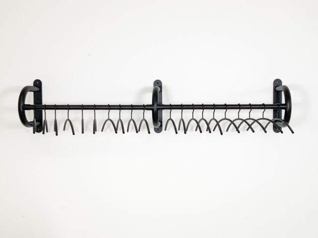 Modulaire kapstok zwart fijnstructuur dubbele uitvoering met kledinghangers